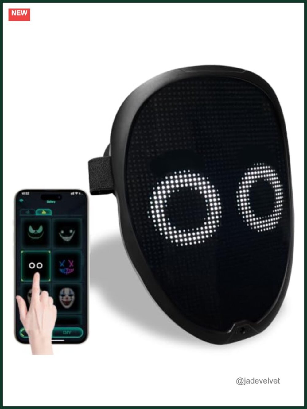 LED Mask Bluetooth App Controlled Customizable Light-Up Costume Mask